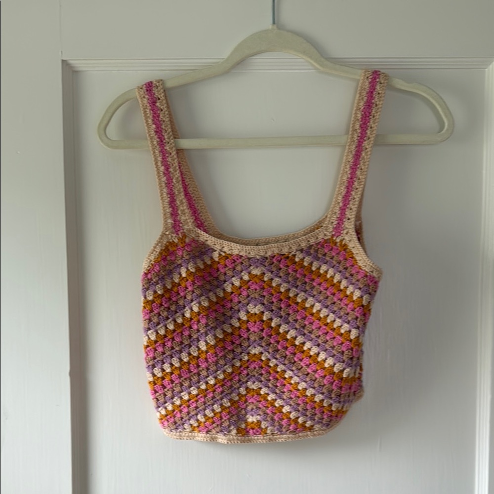 Forever 21 Pink and Orange Cropped Tank Top